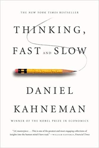 書籍封面:Daniel Kahneman 著《Thinking, Fast and Slow》,封面繪有一支鉛筆