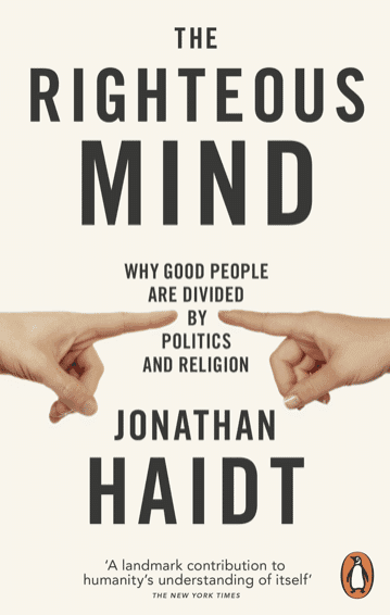 書籍封面:Jonathan Haidt 著《The Righteous Mind: Why Good People Are Divided by Politics and Religion》
