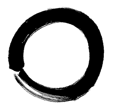 以毛筆一筆畫成的黑色禪宗圓相(Ensō)