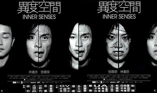 電影《異度空間》(Inner Senses)海報:兩名主角的面孔以黑白分割呈現